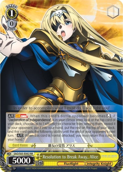 Image for Resolution to Break Away, Alice (Sword Art Online -Alicization-) (SAO/S65-E002 RR) - Weiss Schwarz