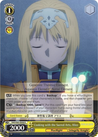 Image for Cooking with the Sacred Arts, Alice (Sword Art Online -Alicization-) (SAO/S65-E008 R) - Weiss Schwarz