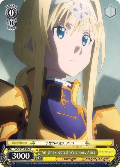 Image for An Unexpected Welcome, Alice (Sword Art Online -Alicization-) (SAO/S65-E014 C) - Weiss Schwarz