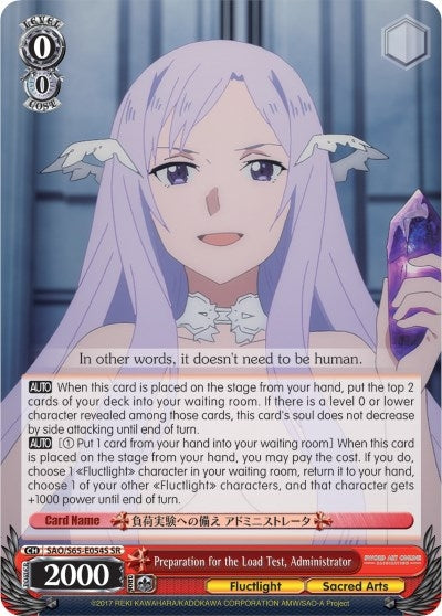 Image for Preparation for the Load Test, Administrator (SR) (Sword Art Online -Alicization-) (SAO/S65-E054S SR) - Weiss Schwarz