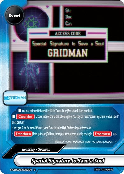 Image for Special Signature to Save a Soul (SSSS.GRIDMAN) (S-UB-C05/0053EN) - Future Card BuddyFight