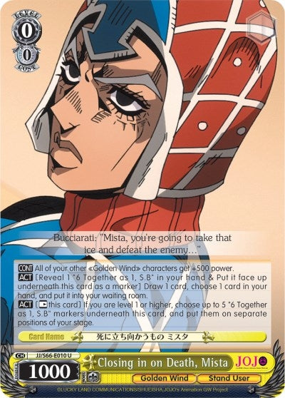 Image for Closing in on Death, Mista (JoJo's Bizarre Adventure: Golden Wind) (JJ/S66-E010 U) - Weiss Schwarz