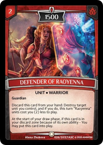 Image for Defender of Raoyenna (Ascension) (ASC-026) - Argent Saga TCG