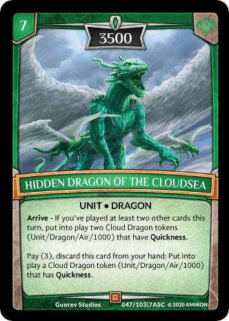 Image for Hidden Dragon of the Cloudsea (Ascension) (ASC-047) - Argent Saga TCG