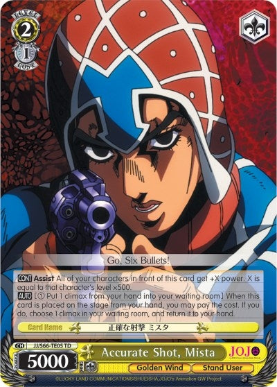 Image for Accurate Shot, Mista (JoJo's Bizarre Adventure: Golden Wind) (JJ/S66-TE05 TD) - Weiss Schwarz