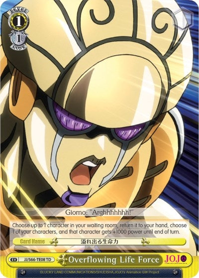 Image for Overflowing Life Force (JoJo's Bizarre Adventure: Golden Wind) (JJ/S66-TE08 TD) - Weiss Schwarz