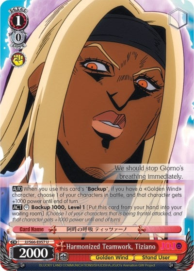 Image for Harmonized Teamwork, Tiziano (JoJo's Bizarre Adventure: Golden Wind) (JJ/S66-E057 U) - Weiss Schwarz