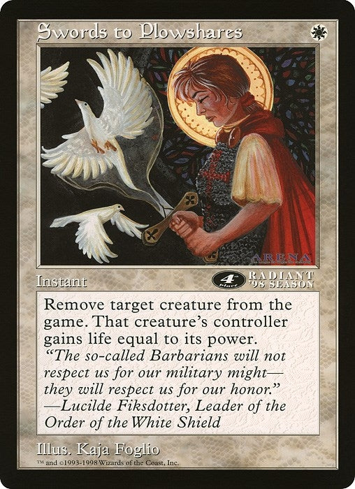 Image for Swords to Plowshares (4th Place) (Arena League) (Oversize Cards) - Magic: The Gathering