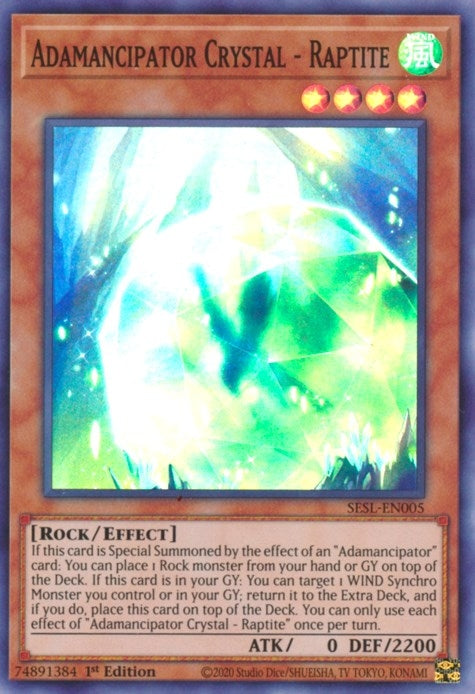 Image for Adamancipator Crystal - Raptite (Secret Slayers) (SESL-EN005) - YuGiOh
