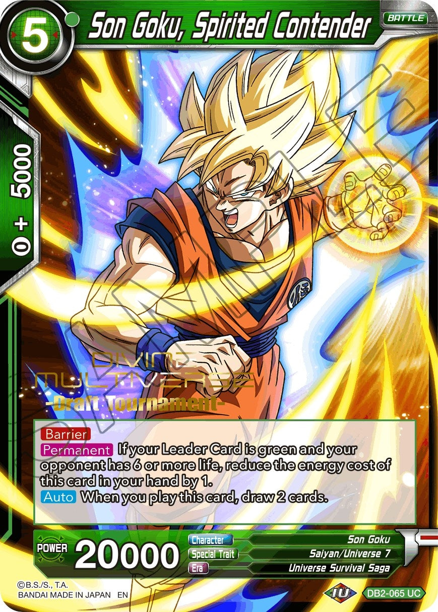 Image for Son Goku, Spirited Contender (Divine Multiverse Draft Tournament) (Tournament Promotion Cards) (DB2-065) - Dragon Ball Super: Masters
