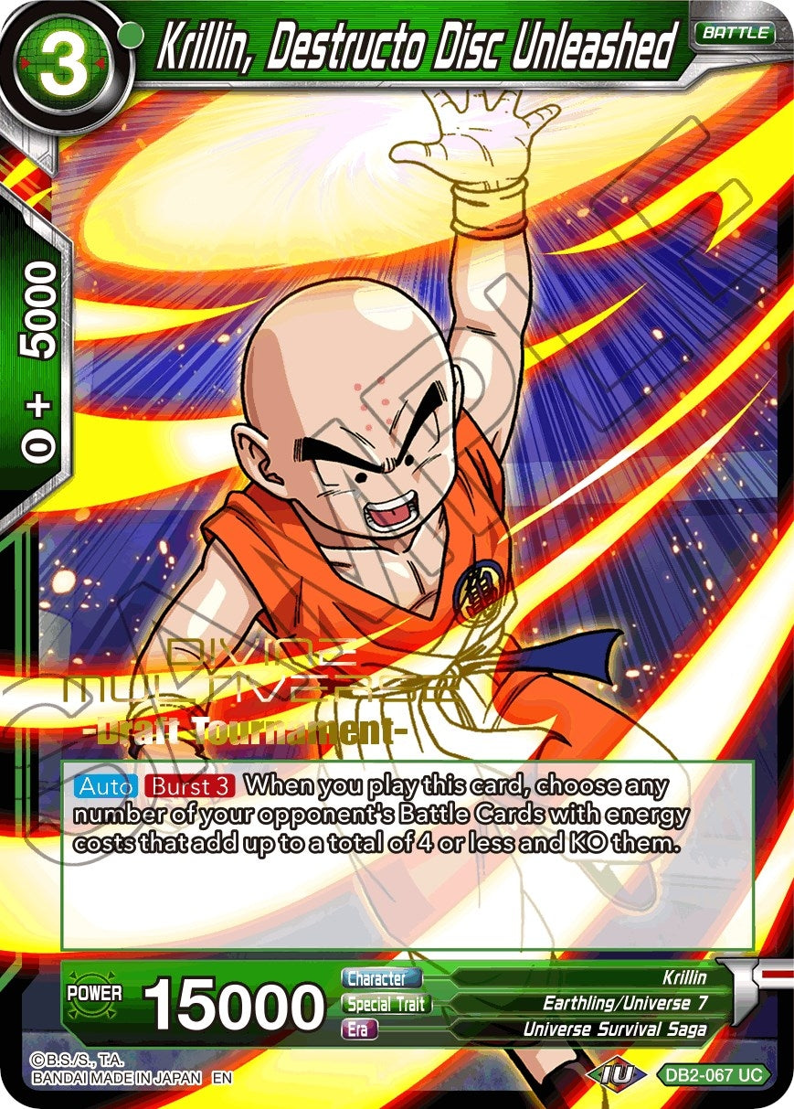Image for Krillin, Destructo Disc Unleashed (Divine Multiverse Draft Tournament) (Tournament Promotion Cards) (DB2-067) - Dragon Ball Super: Masters