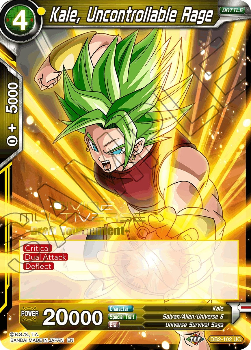 Image for Kale, Uncontrollable Rage (Divine Multiverse Draft Tournament) (Tournament Promotion Cards) (DB2-102) - Dragon Ball Super: Masters
