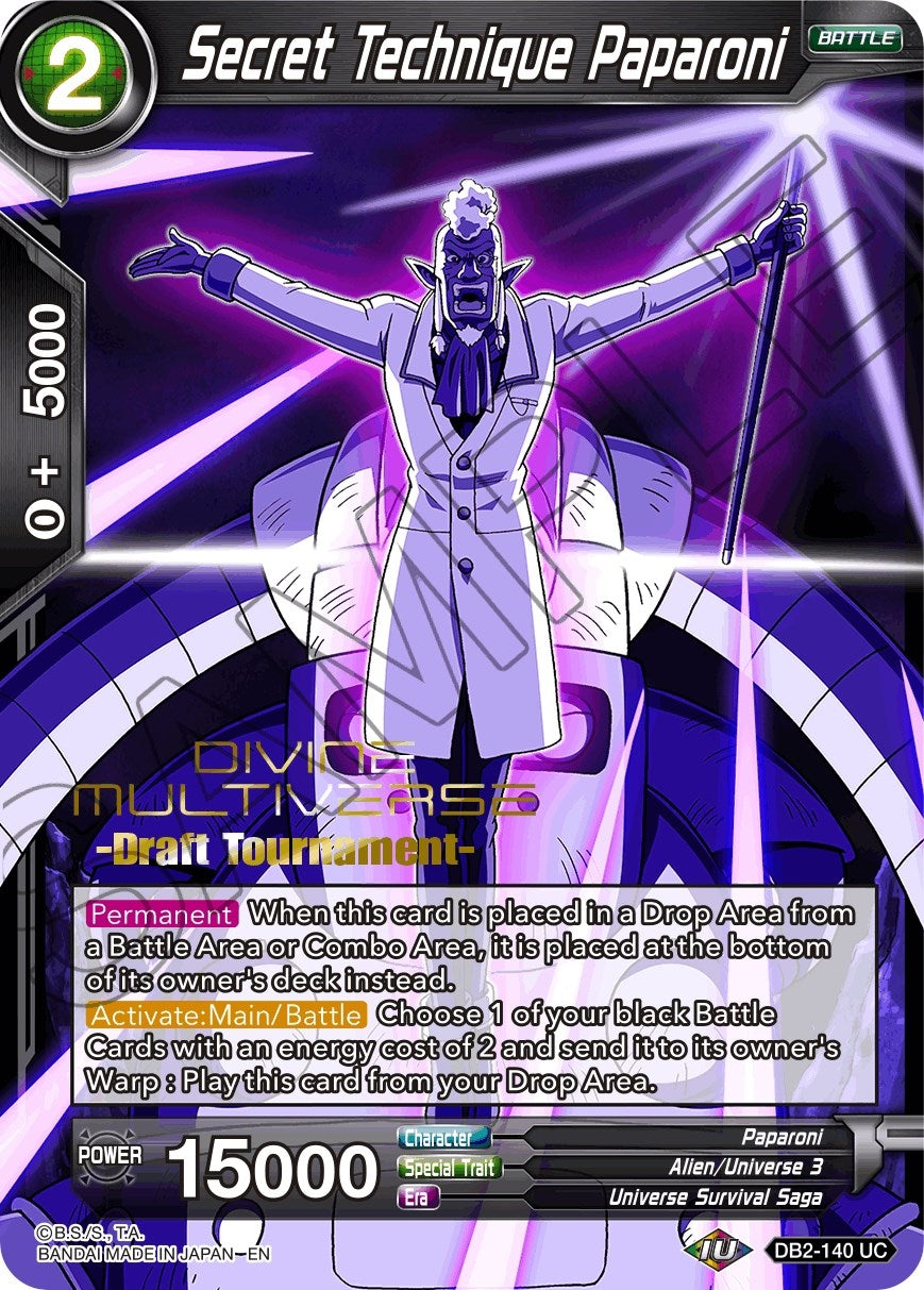 Image for Secret Technique Paparoni (Divine Multiverse Draft Tournament) (Tournament Promotion Cards) (DB2-140) - Dragon Ball Super: Masters