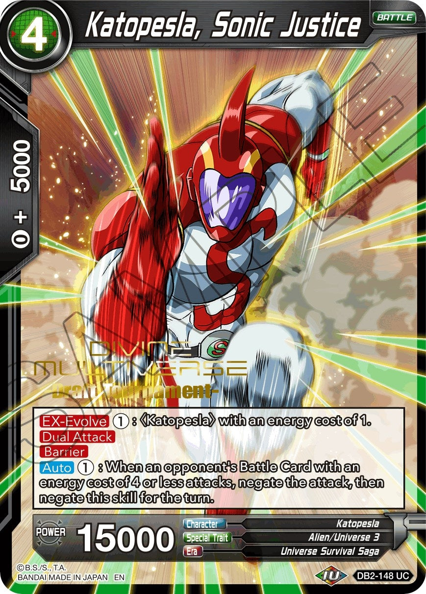 Image for Katopesla, Sonic Justice (Divine Multiverse Draft Tournament) (Tournament Promotion Cards) (DB2-148) - Dragon Ball Super: Masters