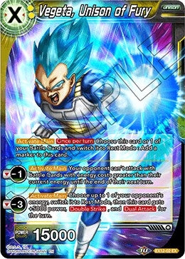 Image for Vegeta, Unison of Fury (Expansion Deck Box Set 12: Universe 11 Unison) (EX12-02) - Dragon Ball Super: Masters
