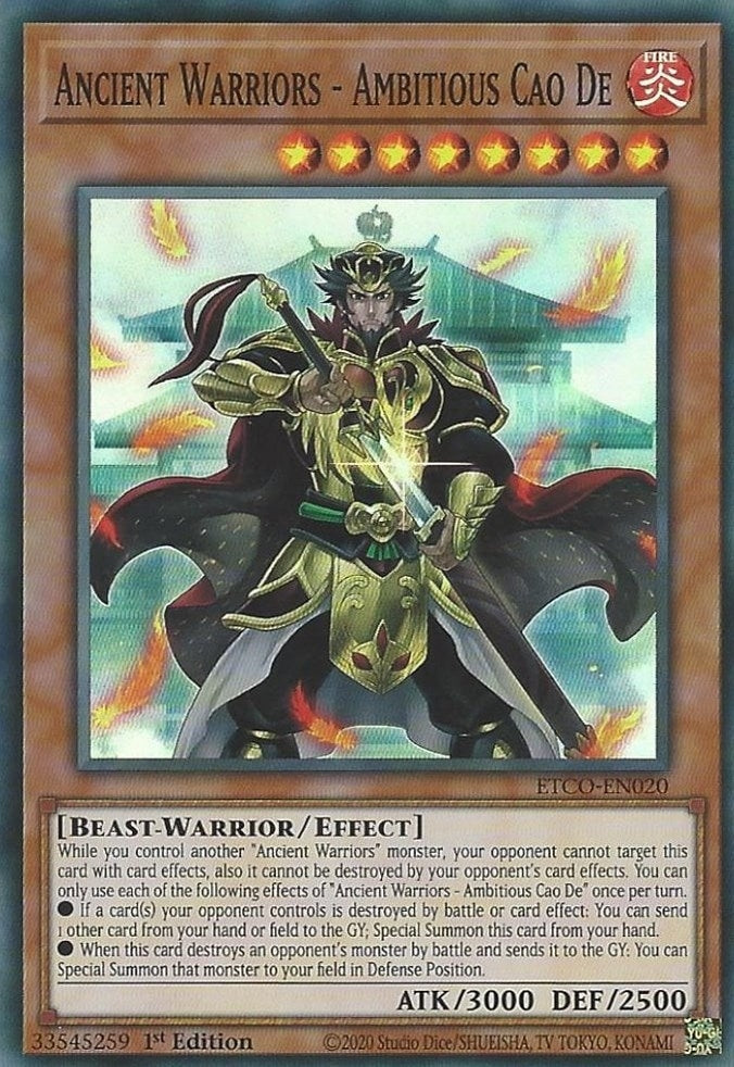Image for Ancient Warriors - Ambitious Cao De (Eternity Code) (ETCO-EN020) - YuGiOh