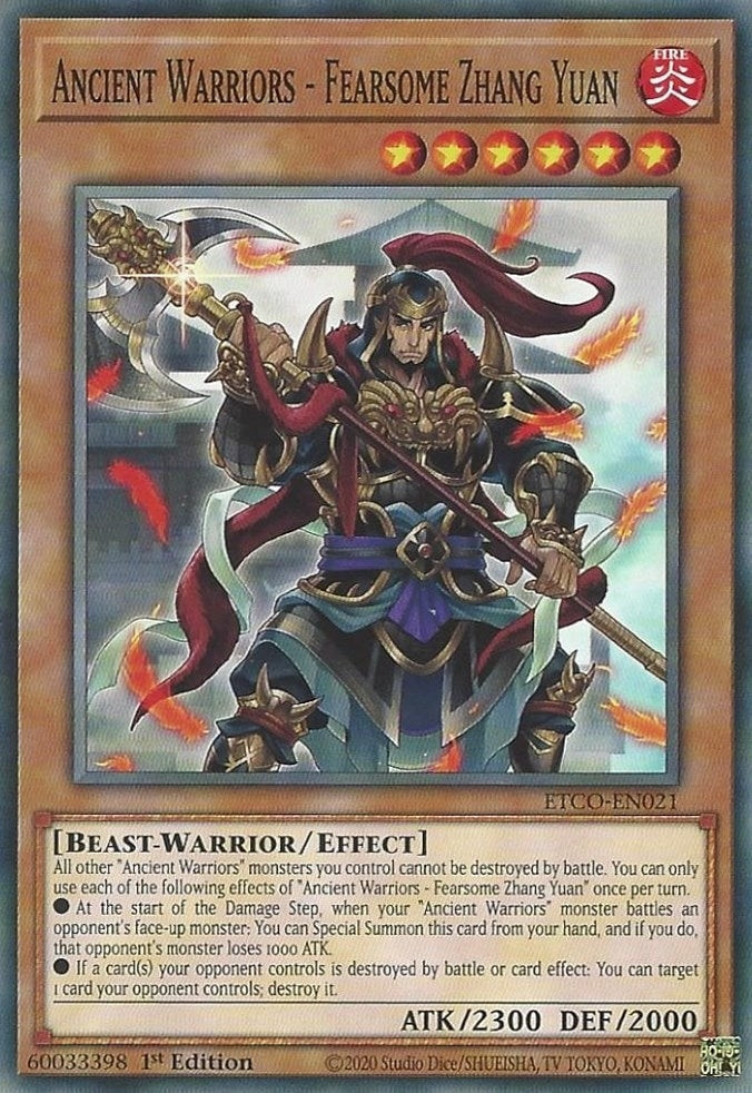 Image for Ancient Warriors - Fearsome Zhang Yuan (Eternity Code) (ETCO-EN021) - YuGiOh
