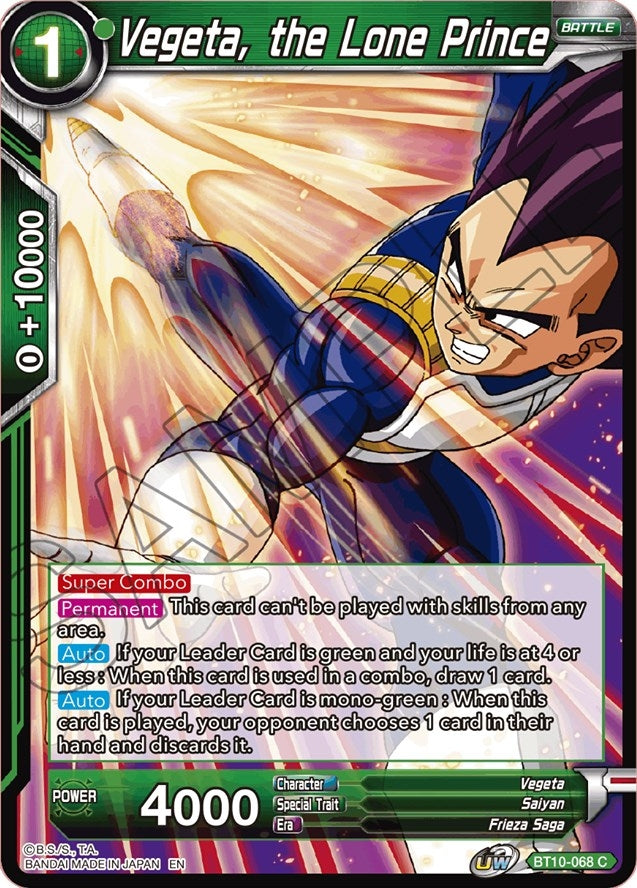 Image for Vegeta, the Lone Prince (Rise of the Unison Warrior) (BT10-068) - Dragon Ball Super: Masters