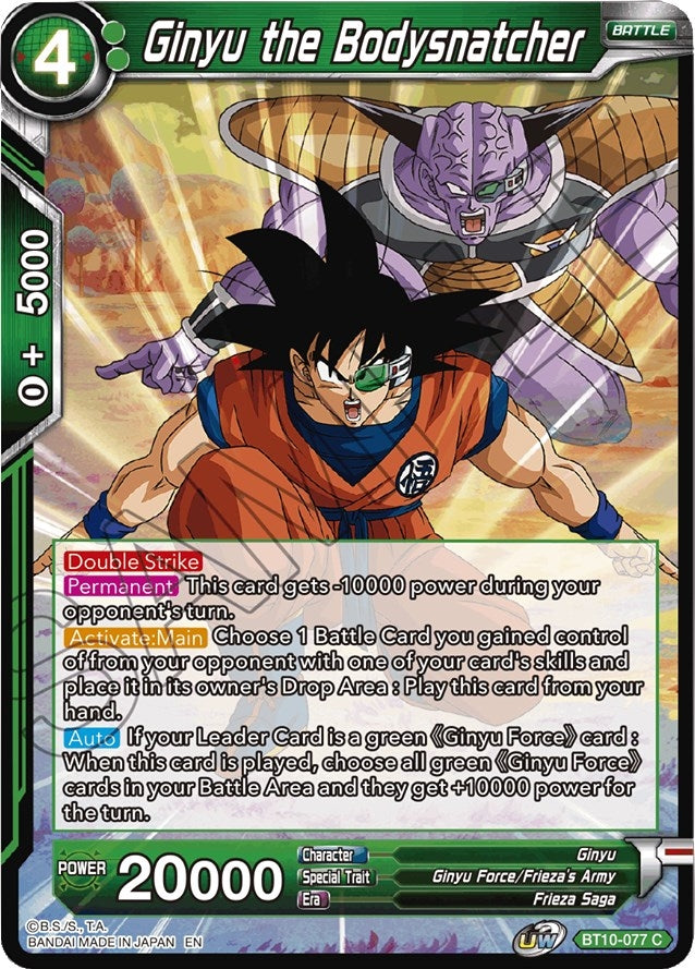 Image for Ginyu the Bodysnatcher (Rise of the Unison Warrior) (BT10-077) - Dragon Ball Super: Masters
