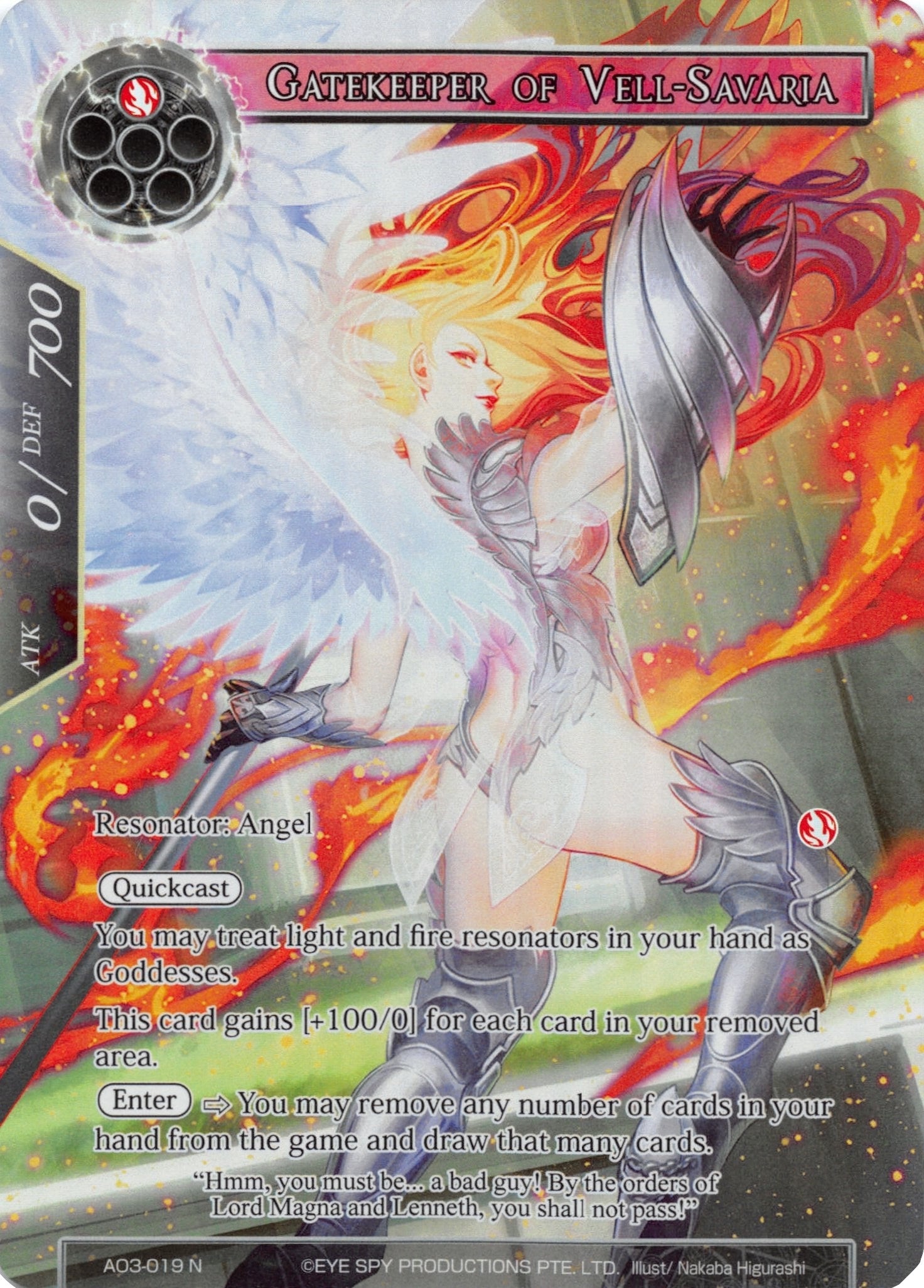 Image for Gatekeeper of Vell-Savaria (Full Art) (Alice Origin III) (AO3-019) - Force of Will