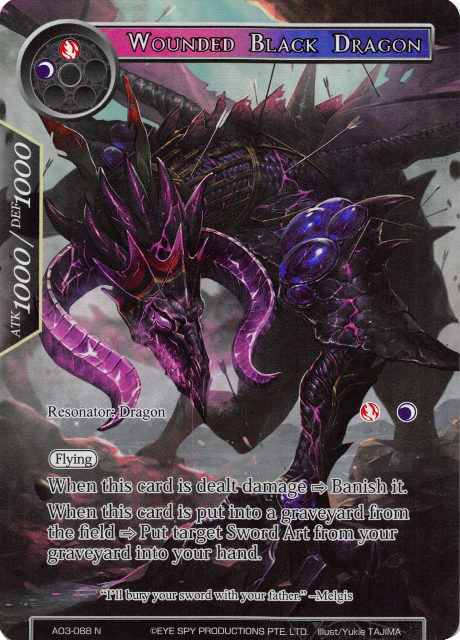 Image for Wounded Black Dragon (Full Art) (Alice Origin III) (AO3-088) - Force of Will