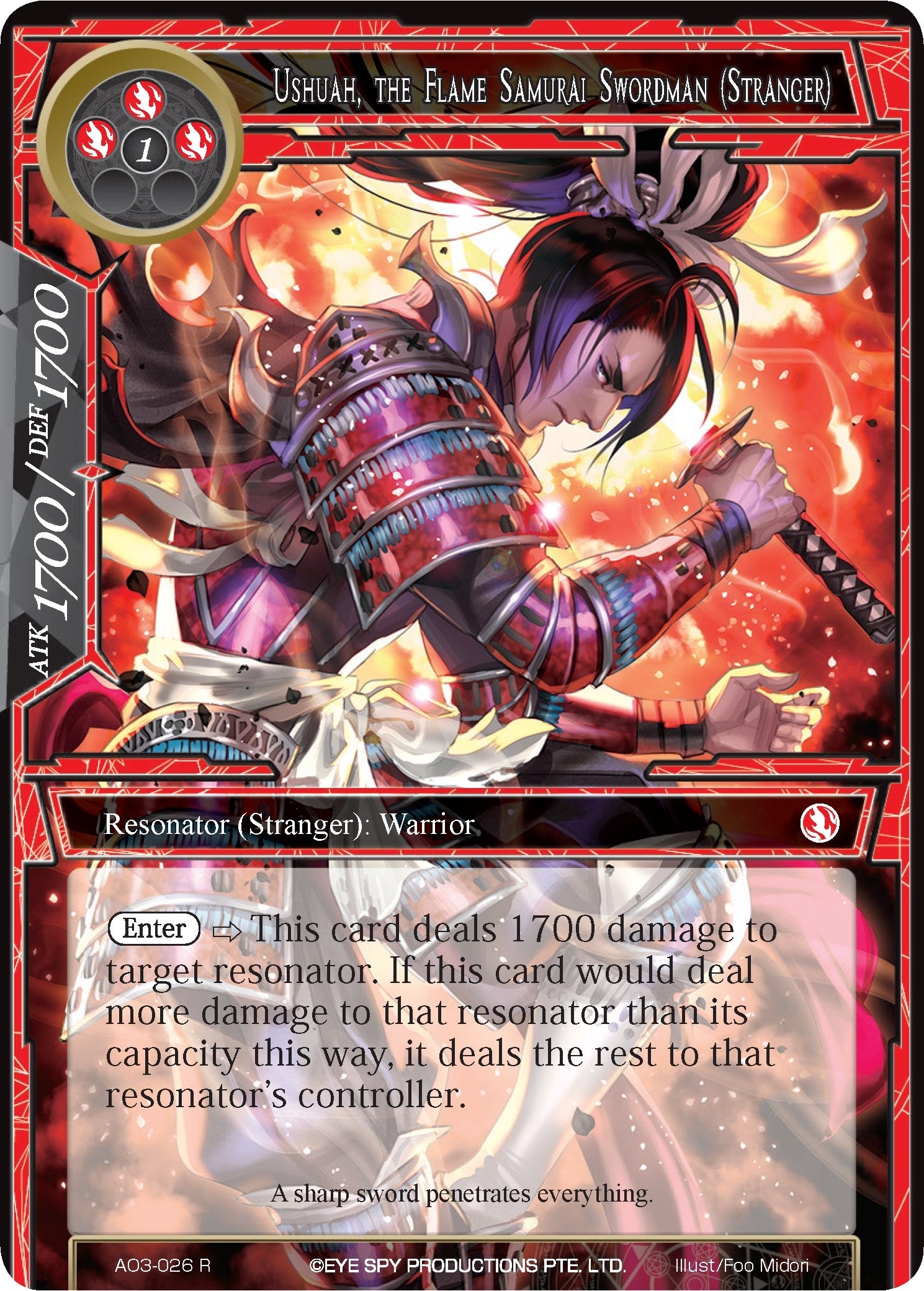 Image for Ushuah, the Flame Samurai Swordman (Stranger) (Alice Origin III) (AO3-026) - Force of Will