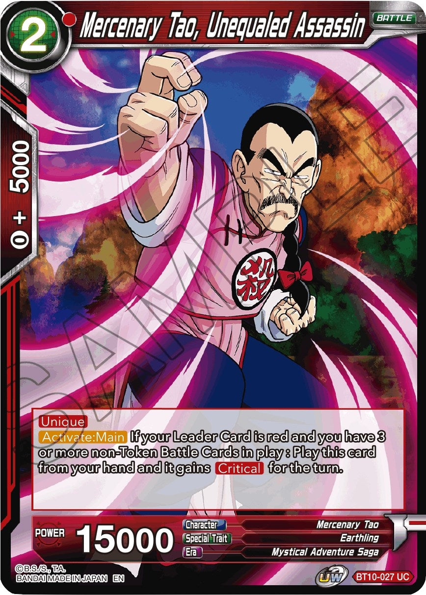 Image for Mercenary Tao, Unequaled Assassin (Rise of the Unison Warrior) (BT10-027) - Dragon Ball Super: Masters