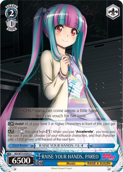 Image for RAISE YOUR HANDS, PAREO (BanG Dream! Vol.2) (BD/W73-E092 C) - Weiss Schwarz