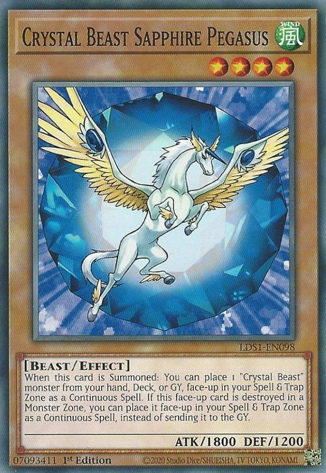 Image for Crystal Beast Sapphire Pegasus (Legendary Duelists: Season 1) (LDS1-EN098) - YuGiOh