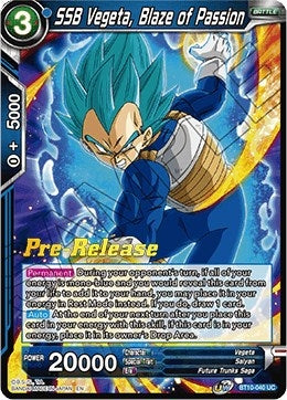 Image for SSB Vegeta, Blaze of Passion (Rise of the Unison Warrior Pre-Release Cards) (BT10-040) - Dragon Ball Super: Masters