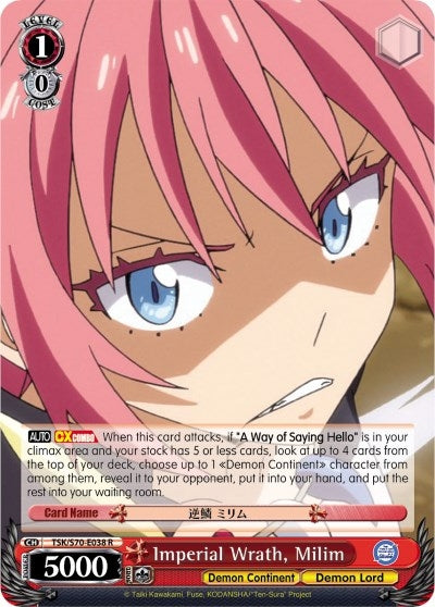 Image for Imperial Wrath, Milim (That Time I Got Reincarnated as a Slime) (TSK/S70-E038 R) - Weiss Schwarz