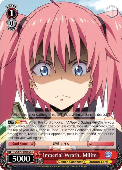 Image for Imperial Wrath, Milim (SR) (That Time I Got Reincarnated as a Slime) (TSK/S70-E038S SR) - Weiss Schwarz