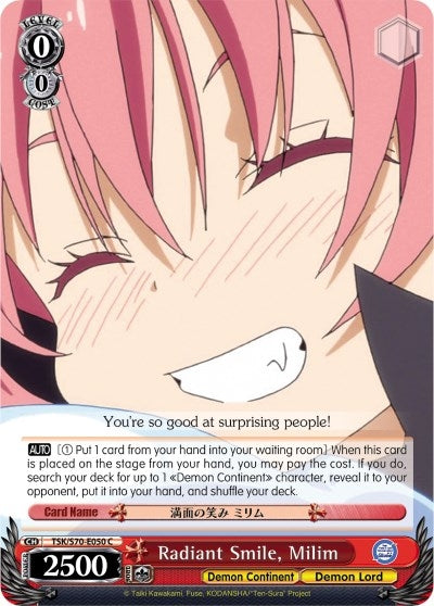 Image for Radiant Smile, Milim (That Time I Got Reincarnated as a Slime) (TSK/S70-E050 C) - Weiss Schwarz