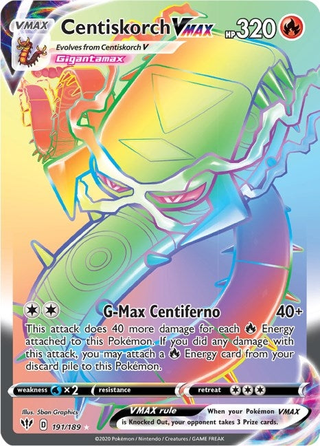 Image for Centiskorch VMAX (Secret) (SWSH03: Darkness Ablaze) (191/189) - Pokemon