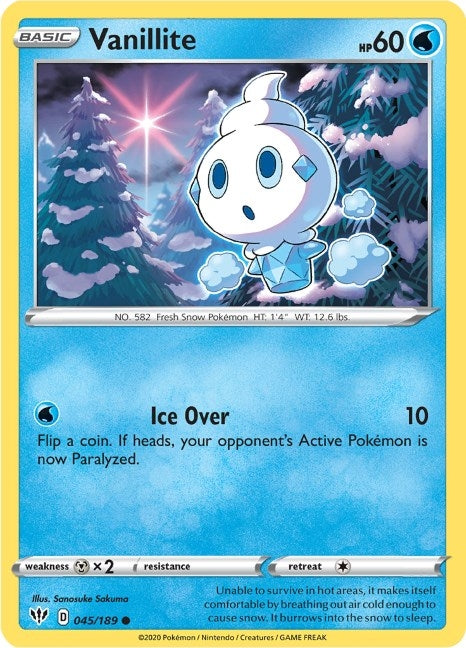 Image for Vanillite (SWSH03: Darkness Ablaze) (045/189) - Pokemon