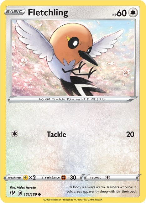 Image for Fletchling (SWSH03: Darkness Ablaze) (151/189) - Pokemon