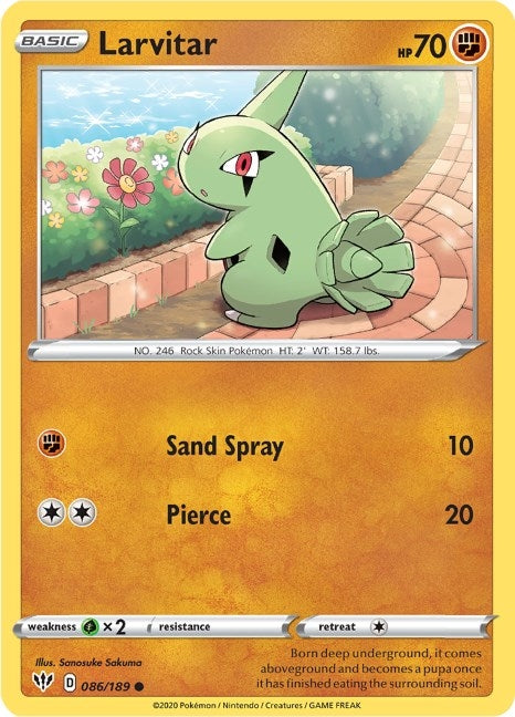 Image for Larvitar (SWSH03: Darkness Ablaze) (086/189) - Pokemon