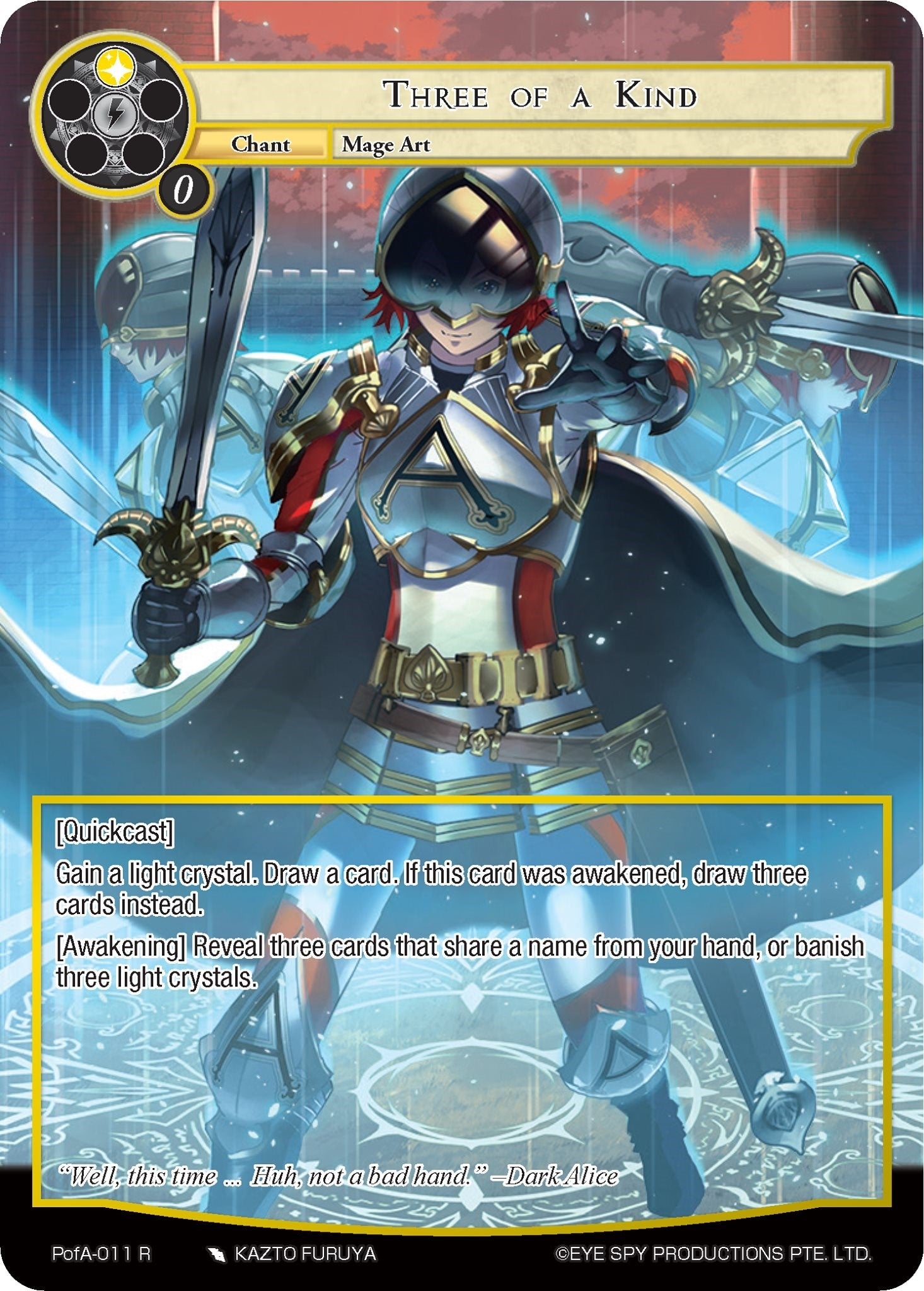 Image for Three of a Kind (Full Art) (Alice Origin IV: Prologue of Attoractia) (PofA-011) - Force of Will