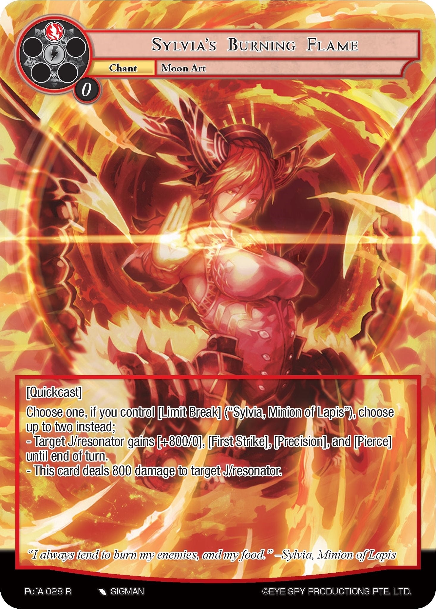 Image for Sylvia's Burning Flame (Full Art) (Alice Origin IV: Prologue of Attoractia) (PofA-028) - Force of Will