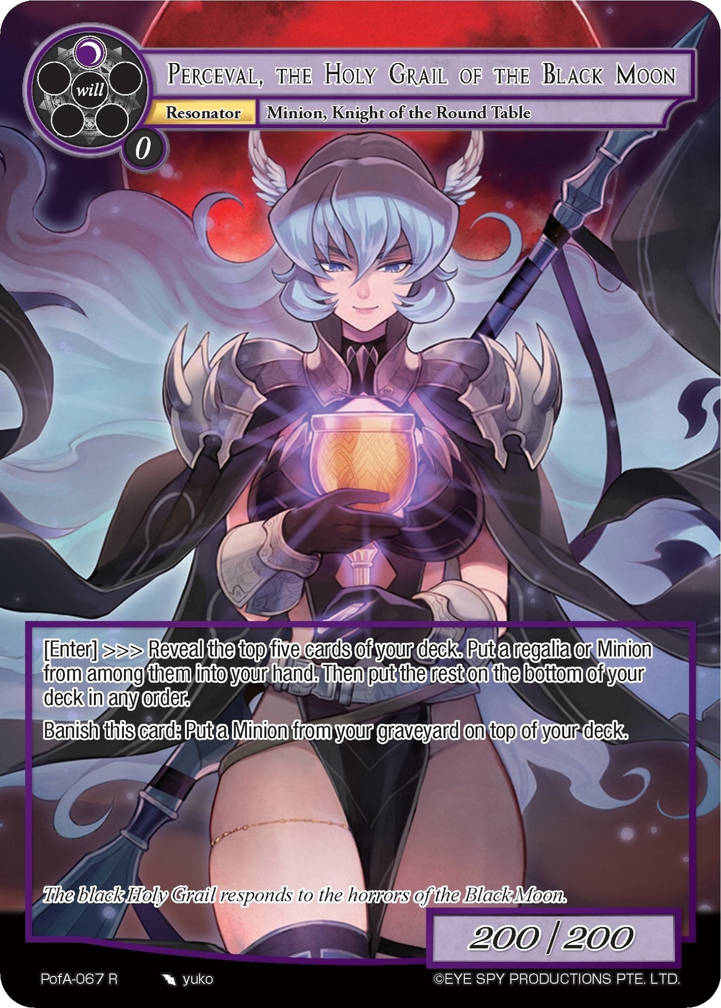 Image for Perceval, the Holy Grail of the Black Moon (Full Art) (Alice Origin IV: Prologue of Attoractia) (PofA-067) - Force of Will