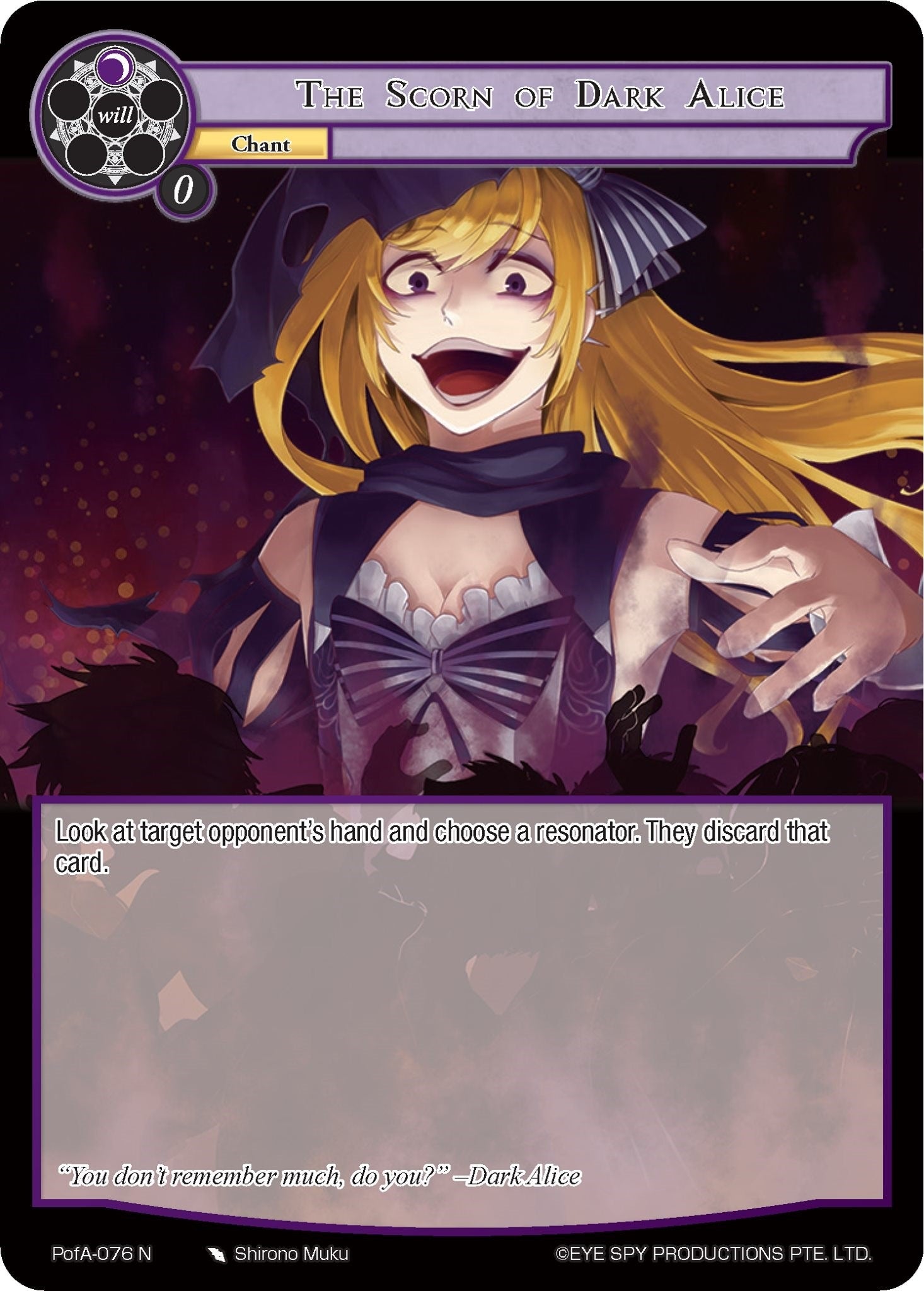 Image for The Scorn of Dark Alice (Alice Origin IV: Prologue of Attoractia) (PofA-076) - Force of Will