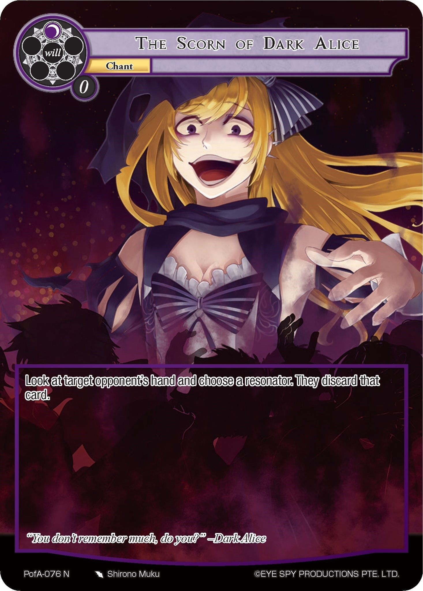 Image for The Scorn of Dark Alice (Full Art) (Alice Origin IV: Prologue of Attoractia) (PofA-076) - Force of Will