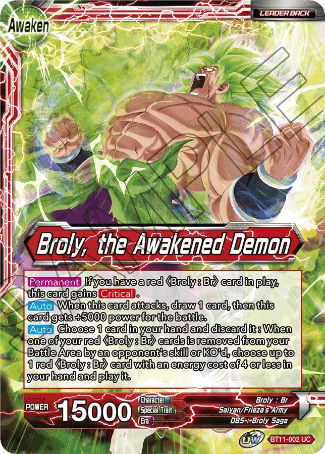 Image for Broly // Broly, the Awakened Demon (Vermilion Bloodline) (BT11-002) - Dragon Ball Super: Masters