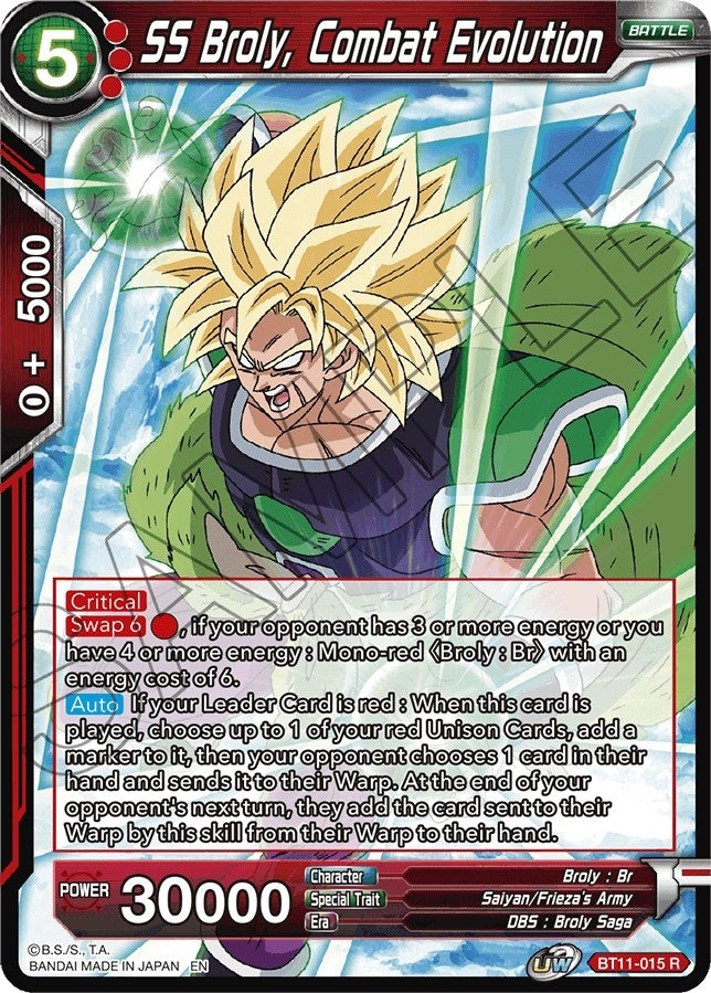 Image for SS Broly, Combat Evolution (Vermilion Bloodline) (BT11-015) - Dragon Ball Super: Masters