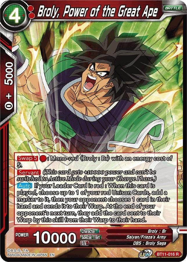 Image for Broly, Power of the Great Ape (Vermilion Bloodline) (BT11-016) - Dragon Ball Super: Masters