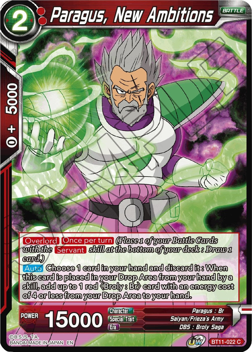 Image for Paragus, New Ambitions (Vermilion Bloodline) (BT11-022) - Dragon Ball Super: Masters