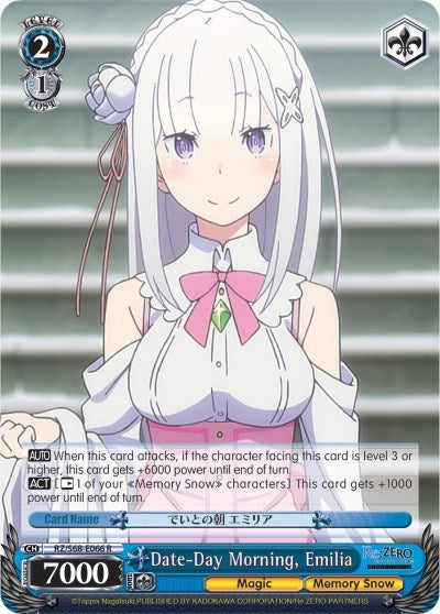 Image for Date-Day Morning, Emilia (Re:ZERO Memory Snow) (RZ/S68-E066 R) - Weiss Schwarz