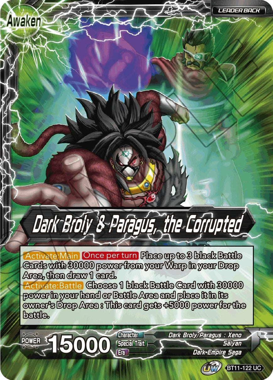 Image for Dark Broly & Paragus // Dark Broly & Paragus, the Corrupted (Vermilion Bloodline) (BT11-122) - Dragon Ball Super: Masters