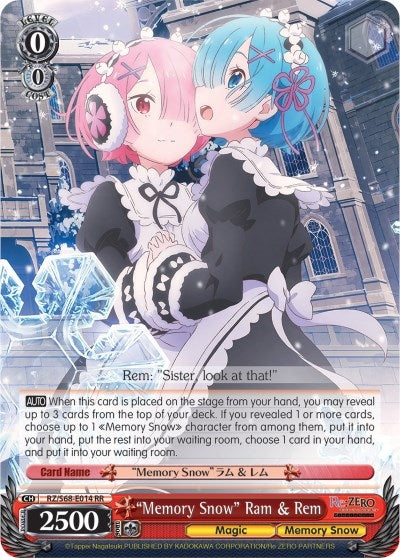 Image for "Memory Snow" Ram & Rem (Re:ZERO Memory Snow) (RZ/S68-E014 RR) - Weiss Schwarz