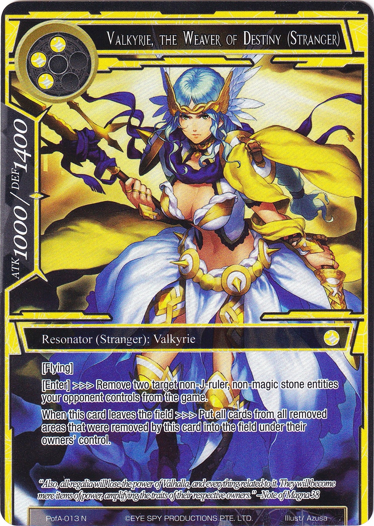 Image for Valkyrie, the Weaver of Destiny (Stranger) (Full Art) (Alice Origin IV: Prologue of Attoractia) (PofA-013) - Force of Will
